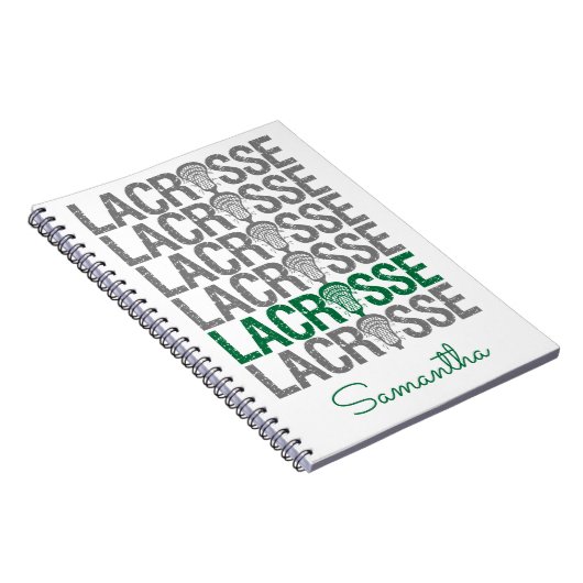 Green Distressed Lacrosse Word Notizblock (Rechte Seite)