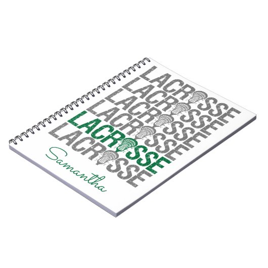 Green Distressed Lacrosse Word Notizblock (Linke Seite)