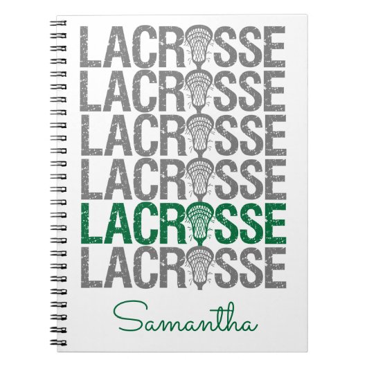 Green Distressed Lacrosse Word Notizblock (Vorderseite)