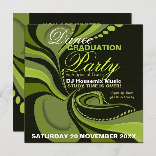 Green Diva Abschluss House Party Einladung (Vorne/Hinten)