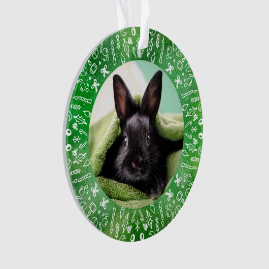 Green DIY Black Rabbit Holiday Tree Ornament (Vorderseite)