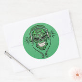 Green DJ Sugar Skull Runder Aufkleber (Umschlag)