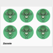 Green DJ Sugar Skull Runder Aufkleber (Blatt)