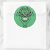 Green DJ Sugar Skull Runder Aufkleber (Tasche)