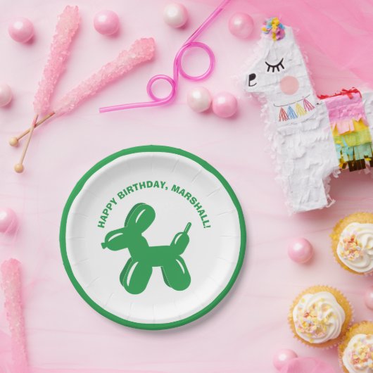 Green Dog Ballon Tier Personalisiertes Party Pappteller (Party)