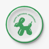 Green Dog Ballon Tier Personalisiertes Party Pappteller (Vorderseite)