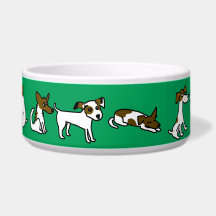 Green Dog Bowl mit Jack Russell Cartoon