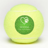 Green Dog Name Tennis Ball 'toss, fetch, repeat' (Vorderseite)