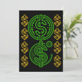 Green Dollar Symbol - Gold Dollar Icon Einladung (Stehend Vorderseite)