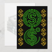 Green Dollar Symbol - Gold Dollar Icon Einladung (Vorne/Hinten)