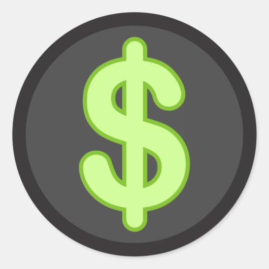 Green-Dollar-Zeichen auf dunklen Hintergrundaufkle Runder Aufkleber (Vorderseite)