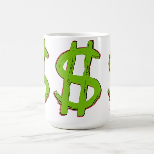 Green-Dollar-Zeichen Kaffeetasse (Mittel)