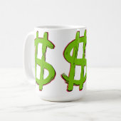 Green-Dollar-Zeichen Kaffeetasse (Vorderseite Links)
