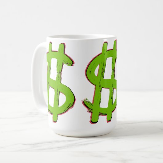 Green-Dollar-Zeichen Kaffeetasse (Vorderseite Links)