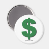 Green-Dollar-Zeichen mit abgeschrägtem Stil Magnet (Vorderseite/Rückseite)