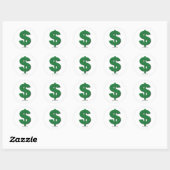 Green-Dollar-Zeichen mit abgeschrägtem Stil Runder Aufkleber (Blatt)