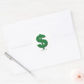 Green-Dollar-Zeichen mit abgeschrägtem Stil Runder Aufkleber (Umschlag)