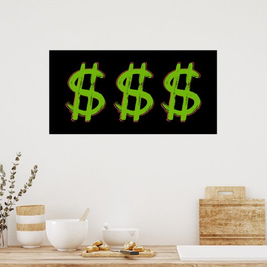Green-Dollar-Zeichen Poster (Küche)