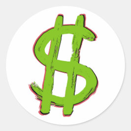 Green-Dollar-Zeichen Runder Aufkleber