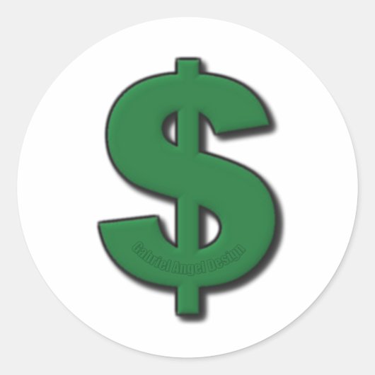 Green-Dollar-Zeichen Runder Aufkleber (Vorderseite)
