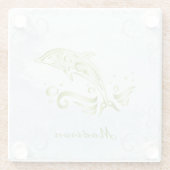 Green Dolphin Personalisiert Glass Untersetzer (Rückseite)