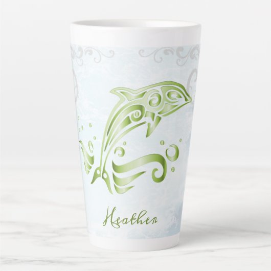 Green Dolphin Personalisiert Latte Tasse (Vorderseite)
