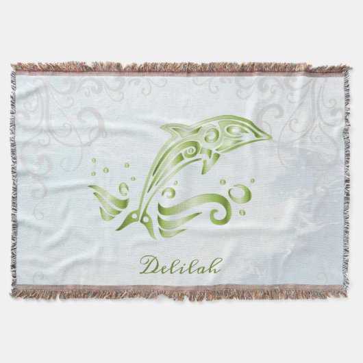 Green Dolphin Personalisiert Throw Blanket Decke (Vorderseite)