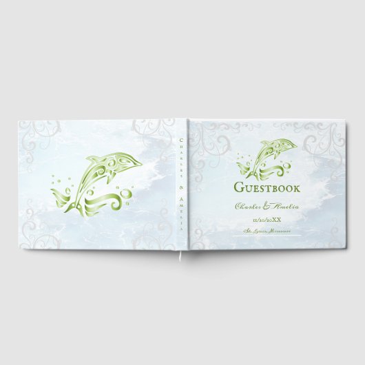 Green Dolphin Wedding Guestbook Gästebuch (Voll)
