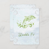 Green Dolphin Wedding Table Card Einladung (Vorne/Hinten)