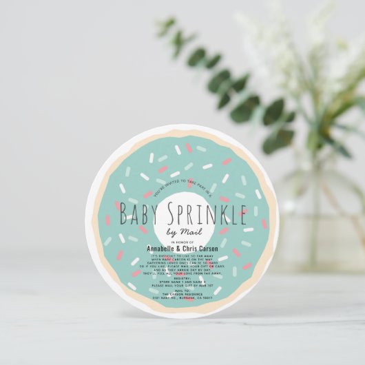 Green Donut Baby Sprinkle Dusche von Mail Circle Einladung (Stehend Vorderseite)