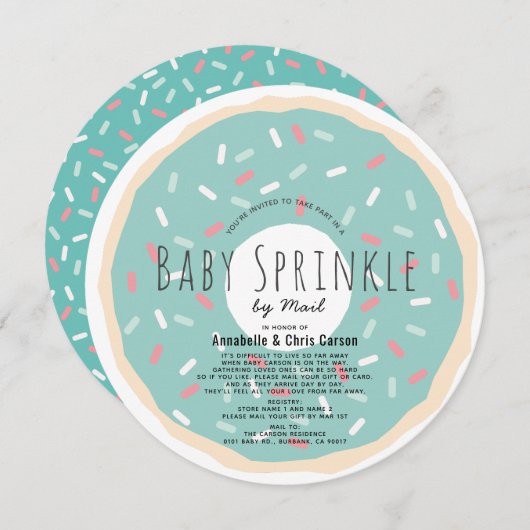 Green Donut Baby Sprinkle Dusche von Mail Circle Einladung (Vorne/Hinten)