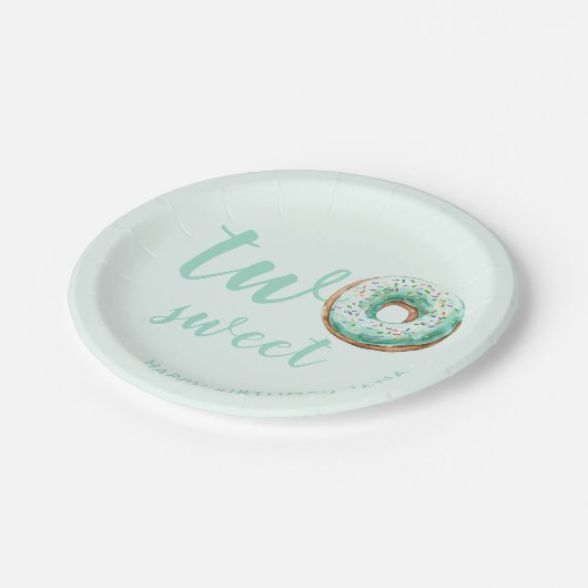 Green Donut Birthday Pappteller (Schrägansicht)