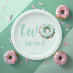 Green Donut Birthday Pappteller