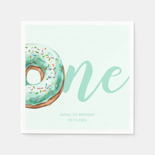 Green Donut Birthday Serviette (Vorderseite)