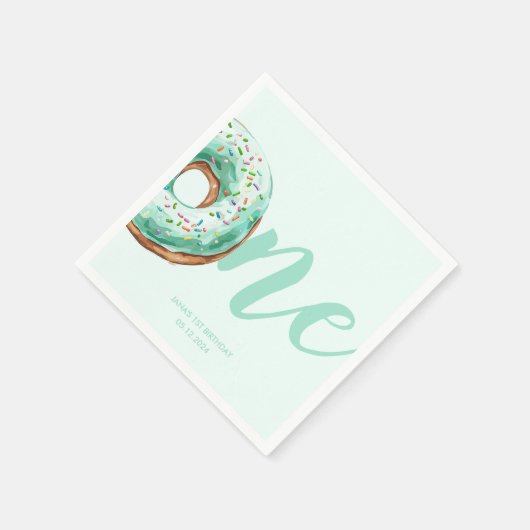Green Donut Birthday Serviette (Ecke)