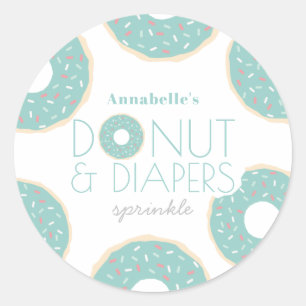 Green Donut & Diapers Baby Sprinkle Boy Runder Aufkleber