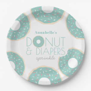 Green Donut & Diapers Kinderdusche Sprinkle Pappteller