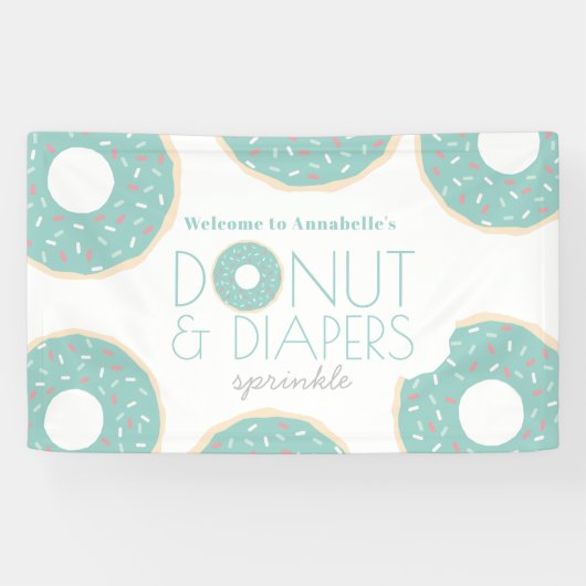 Green Donut & Diapers Sprinkle Baby Dusche Banner (Horizontal)
