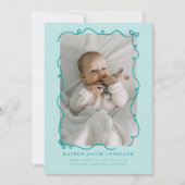 Green Doodle Bows Frame Birth Announcement Foto Ankündigung (Vorderseite)