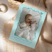 Green Doodle Bows Frame Birth Announcement Foto