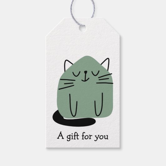 Green Doodle Cat Geschenk für Sie maßgeschneidert Geschenkanhänger (Vorderseite)