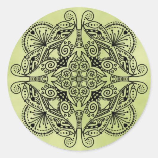 Green-Doodle-Design Runder Aufkleber (Vorderseite)