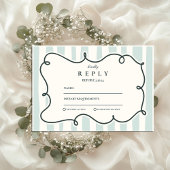 Green Doodle Wavy Frame Wedding RSVP Karte