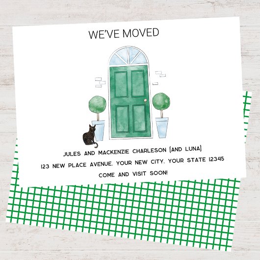 Green Door Cat haben wir neue Zuhause Ankündigung