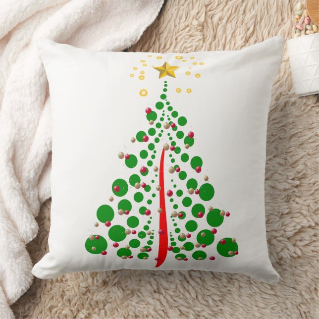 Green Dot Weihnachtsbaum mit Gold Star Kissen (Decke)