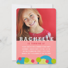 Green Dots Bubbles Kid Foto Girls Geburtstagsparty Einladung