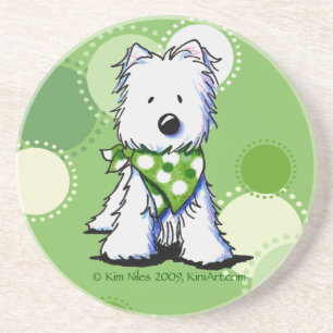 Green Dots Westie Dog Untersetzer