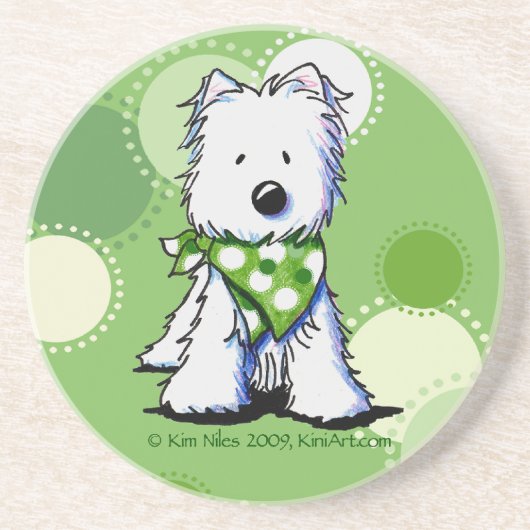 Green Dots Westie Dog Untersetzer (Vorne)
