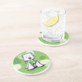 Green Dots Westie Dog Untersetzer (Seite)