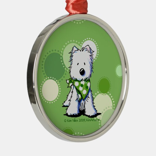 Green Dots Westie Ornament (Rechts)